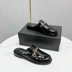 CC FLAT MULE 25S IN BLACK CALFSKIN STYLE 4
