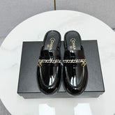 CC FLAT MULE 25S IN BLACK CALFSKIN STYLE 4