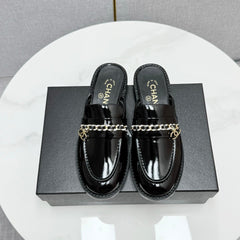 CC FLAT MULE 25S IN BLACK CALFSKIN STYLE 4