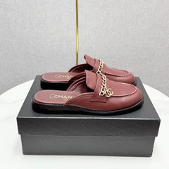 CC FLAT MULE 25S IN DARK RED CALFSKIN STYLE 1