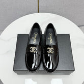 CC LOAFER 25S IN BLACK GLOSSY LEATHER WITH GOLD HARDWARE