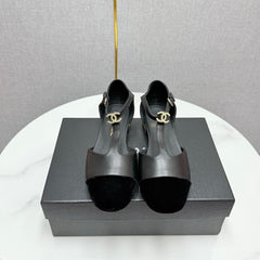 CC MARY JANE 25S IN BLACK LAMBSKIN AND SUEDE WITH PEARL HEEL