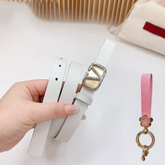 Silver Vlogo and Gold Hardware Buckle Black White Calfskin 20mm