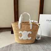 TEEN SUPPLE CELINE 22 WHITE IN RAFFIA AND CALFSKIN