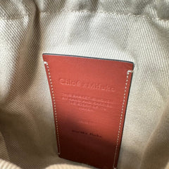 SMALL WOODY BASKET 17 IN NATURAL FIBERS BLACK WEBBING BROWN CALFSKIN