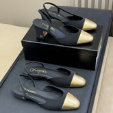 CC SLINGBACK 25S IN BLACK FABRIC MIX GOLD LAMBSKIN