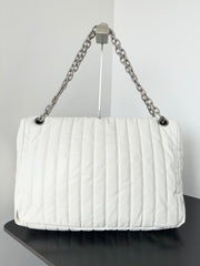 MONACO BAG 43 IN WHITE QUILTED THIN CALFSKIN SILVER HARDWARE