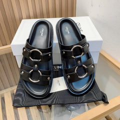DAD SANDALS BLACK CALFSKIN