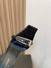 SL SQUARE TOED NUIT PUMPS BLACK CALFSKIN