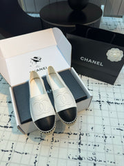 ESPADRILLES LOAFERS IN BLACK MIX WHITE LAMBSKIN