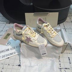 BALL STAR SNEAKERS WHITE CALFSKIN WITH HURRICANE PURPLE STAR