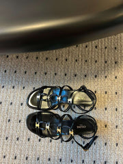 CLEMENCE MULTI TRIOMPHE 45 MM SANDAL IN BLACK LAMBSKIN