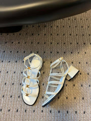 CLEMENCE MULTI TRIOMPHE 45 MM SANDAL IN WHITE LAMBSKIN