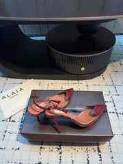 ALAIA HIGH SLINGBACK 25S 90 MM IN DARK RED CALFSKIN