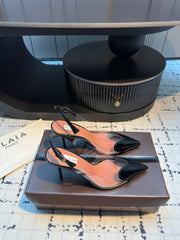 ALAIA HIGH SLINGBACK 25S 90 MM IN BLACK CALFSKIN