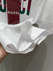 Gucci 2025 Print Short Sleeve T-shirt White Green Red Cotton