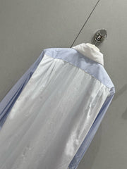 Loewe 25 Striped Long Loose Shirt Blue White Cotton