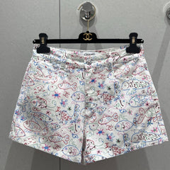 CC 25 Print Denim Short Multicolor Cotton