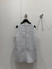 CC 25 Tweed Dress Gray Blue Woven Fabric