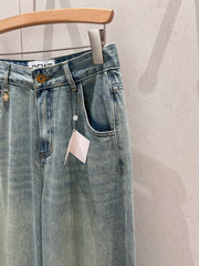 Loewe 25 Colorful Embroidered Scimitar Jeans Blue Cotton 217978