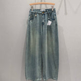 Loewe 25 Colorful Embroidered Scimitar Jeans Blue Cotton 217978