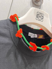 Loewe 25 Floral Neck Halter T-shirt Black Cotton 218253