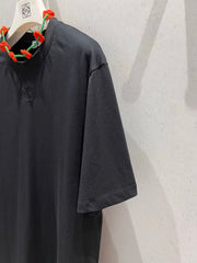 Loewe 25 Floral Neck Halter T-shirt Black Cotton 218253