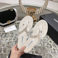 Double CC Flip Flop Thongs White Sheepskin