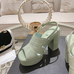 sandals light turquoise patent crumpled lambskin