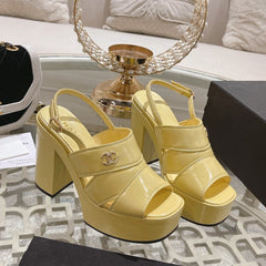 sandals yellow patent crumpled lambskin