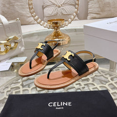 LYMPIA TRIOMPHE THONG IN CALFSKIN BLACK/BROWN