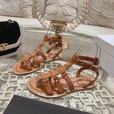 CLEA TRIOMPHE GLADIATOR SANDAL IN BRONZE BROWN CALFSKIN - VEGETAL TANNING