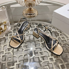 HIGH SANDAL 45MM IN GOLD LAMBSKIN