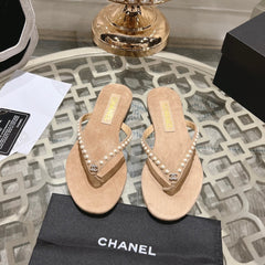PEARL THONG SANDAL IN SEPIA TAN SUEDE