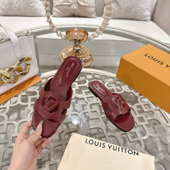 ISOLA FLAT SLIDE IN JAM RED CALFSKIN