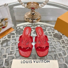 ISOLA FLAT SLIDE IN CHERRY RED CALFSKIN