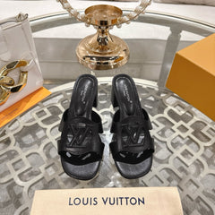 ISOLA HIGH 55 MM MULE IN BLACK CALFSKIN