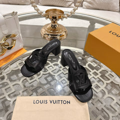 ISOLA HIGH 55 MM MULE IN BLACK CALFSKIN