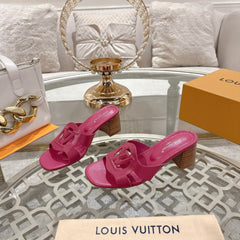 ISOLA HIGH 55 MM MULE IN DARK PINK CALFSKIN