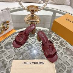 ISOLA HIGH 55 MM MULE IN JAM RED CALFSKIN