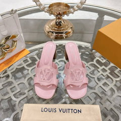 ISOLA HIGH 55 MM MULE IN PASTEL PINK CALFSKIN