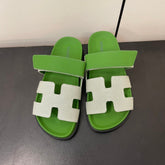 CHYPRE SANDAL GREEN MIX CREAM CALFSKIN