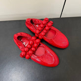 ALAIA SPHERE BALLET FLATS IN CHERRY RED LAMBSKIN