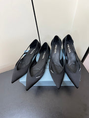 CUT-OUT BALLERINAS IN BLACK SATIN