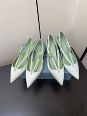 CUT-OUT PUMPS WITH BEAD BUCKLE IN CHETWODE GREEN SATIN