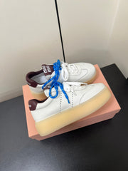 THICK-SOLED RETRO SNEAKERS IN WHITE MIX MERLOT SMOOTH LAMBSKIN