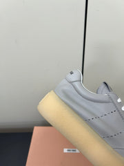 THICK-SOLED RETRO SNEAKERS IN PALE GRAY SMOOTH LAMBSKIN