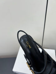 JUDY DOUBLE STRAP MARY JANE SLINGBACK IN BLACK SMOOTH CALFSKIN