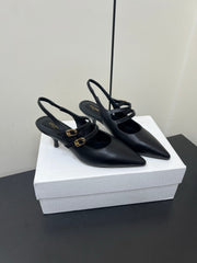 JUDY DOUBLE STRAP MARY JANE SLINGBACK IN BLACK SMOOTH CALFSKIN