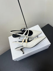 JUDY DOUBLE STRAP MARY JANE SLINGBACK IN WHITE PATENT CALFSKIN